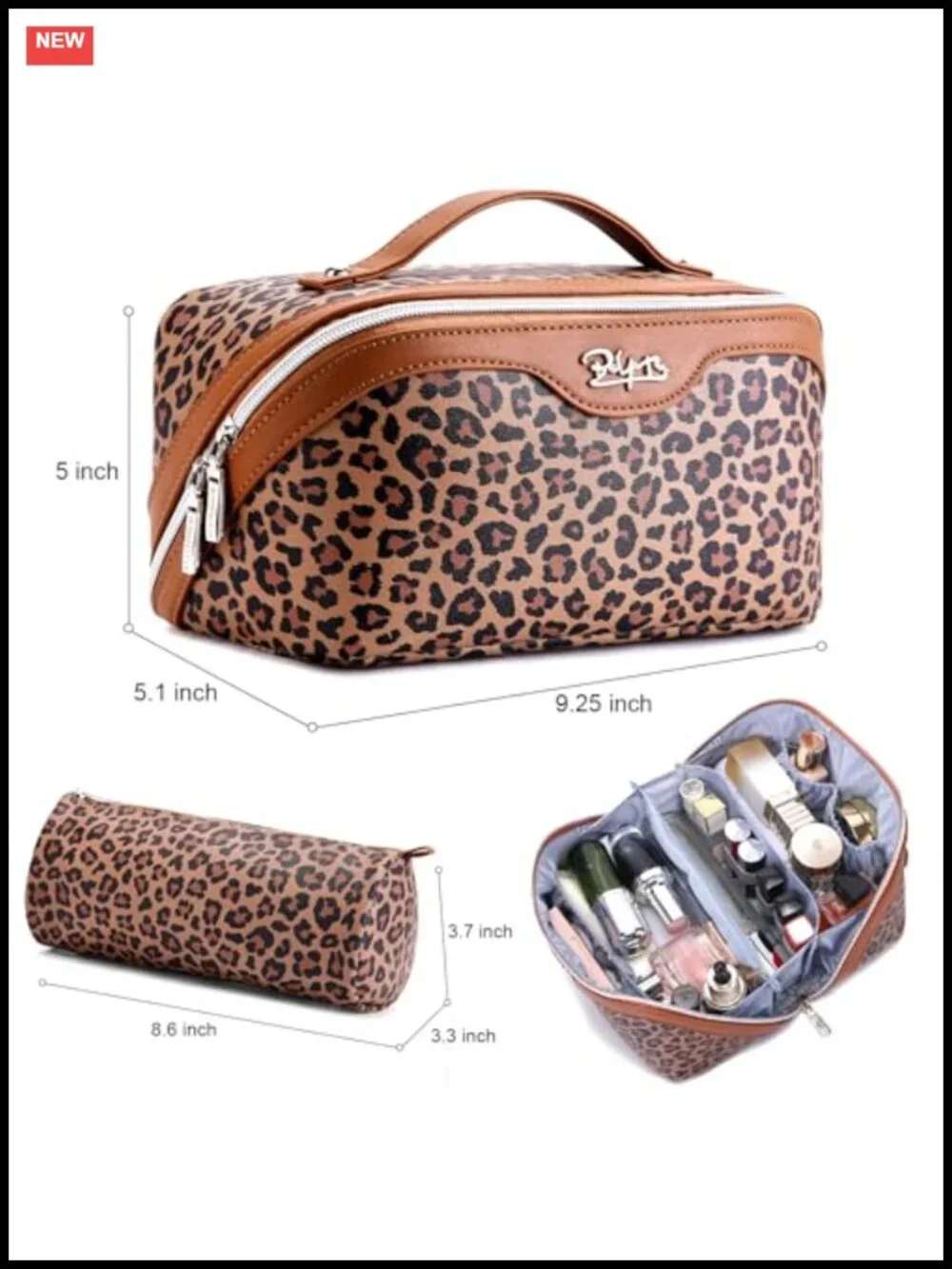 PU Leather 3-Piece Travel Makeup Bag Set with Handle, Waterproof Toiletry